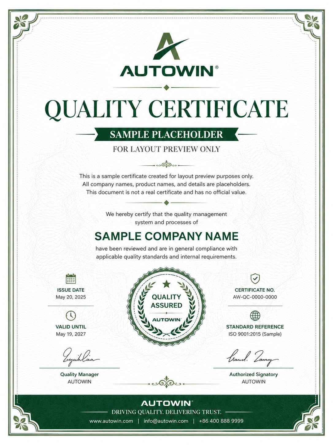 Certificates Display Certificates Display