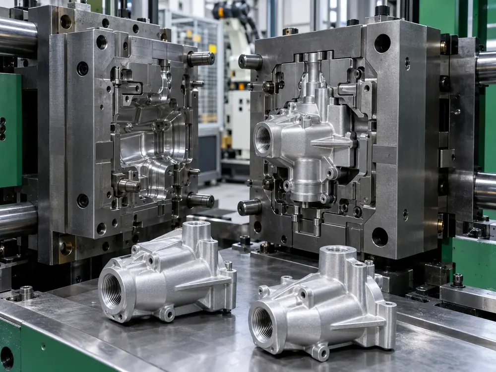 Aluminum and zinc alloy die casting mold with finished industrial housings
