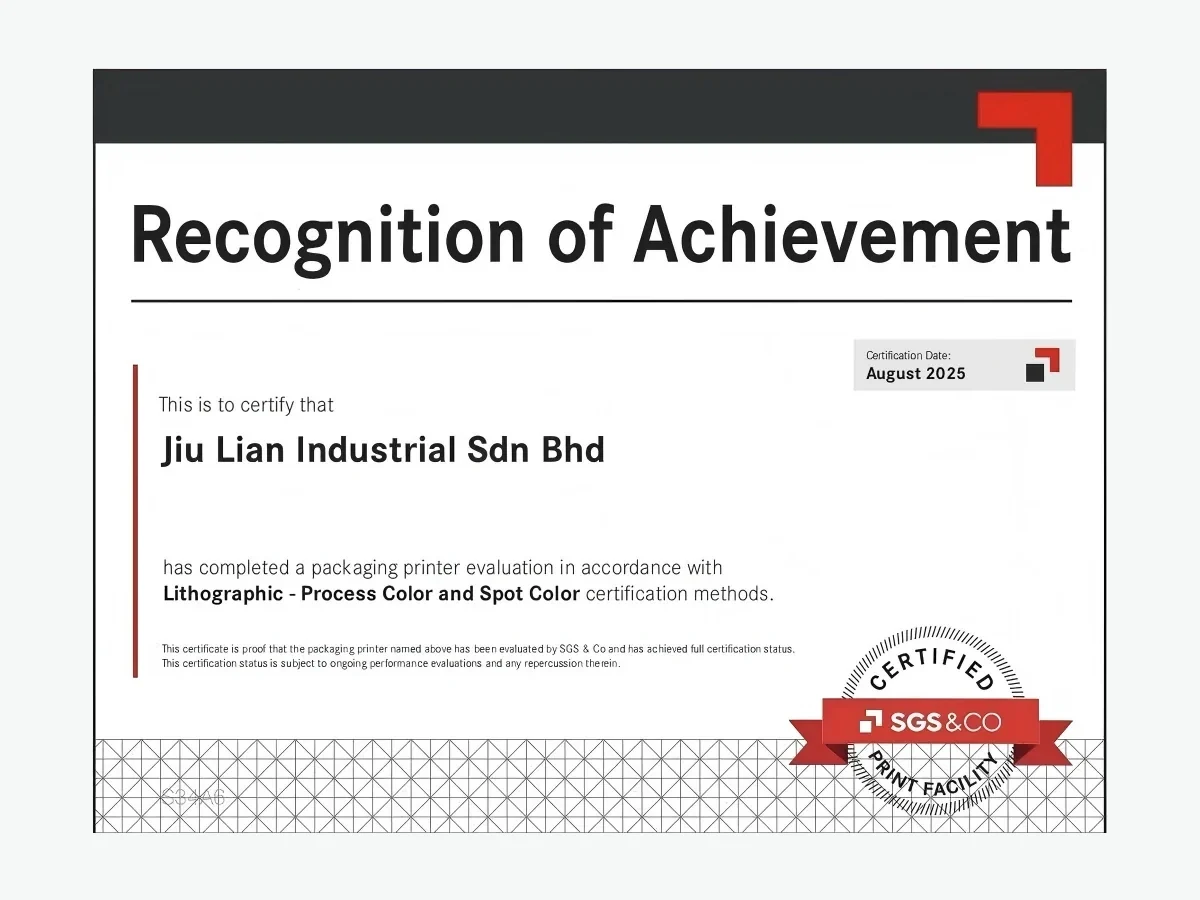 Recognized in August 2025 following a packaging printer evaluation for lithographic process color and spot color.