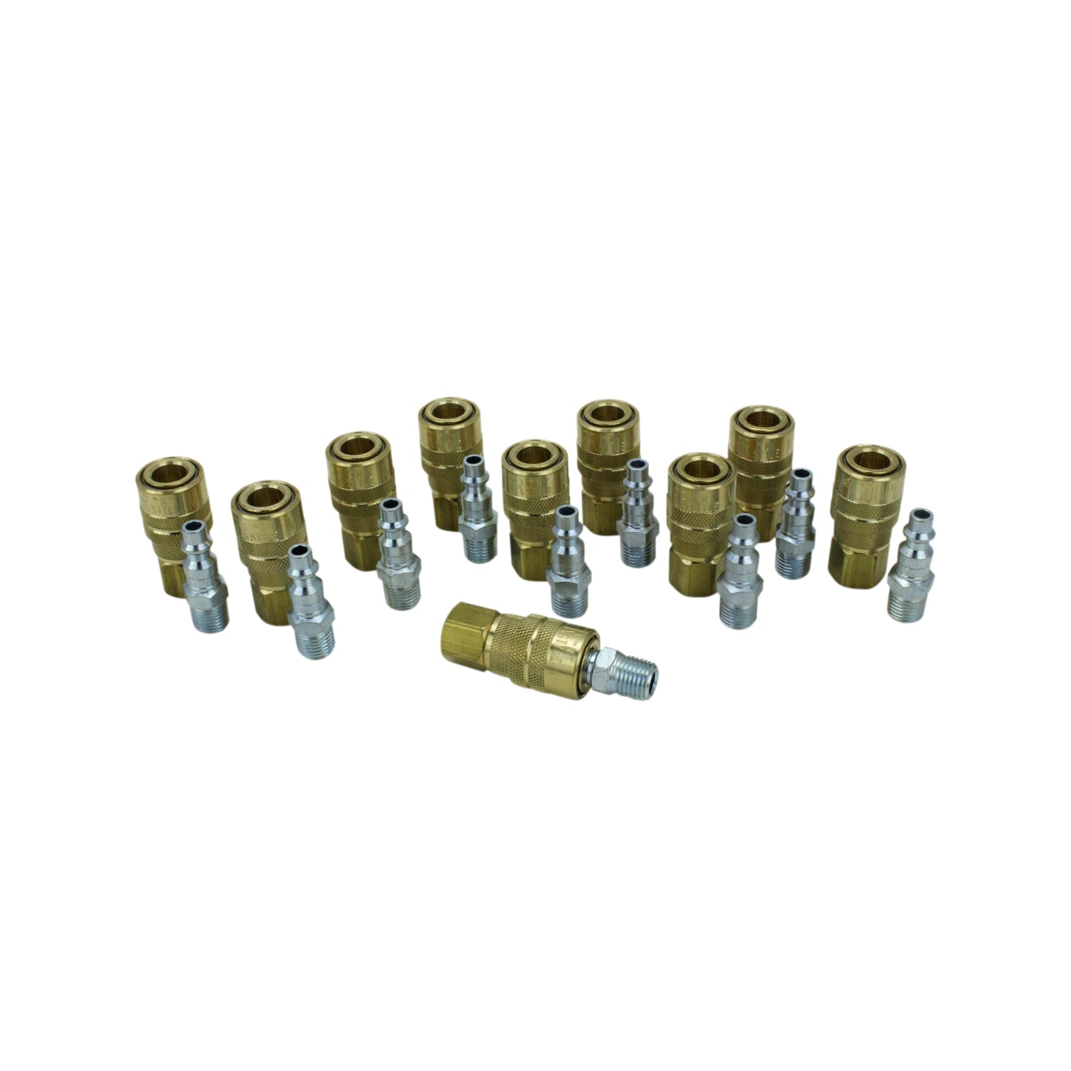 Air Compressor Coupler and Plug Kit, Industrial Interchange, 1/4" NPT, Quick Connect gallery image 2