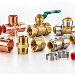 Brass, copper and PEX plumbing fittings