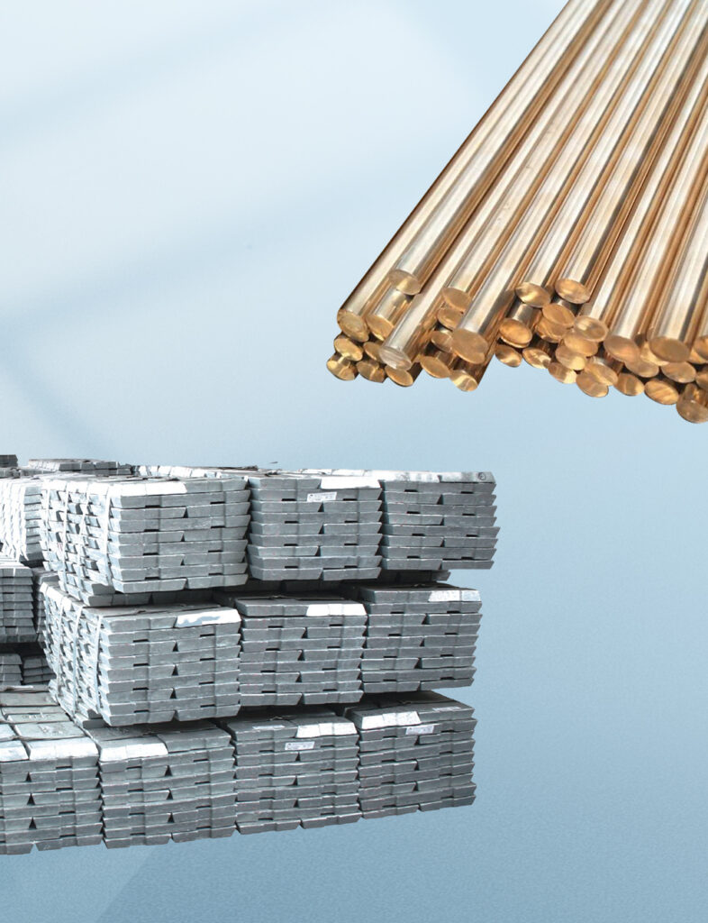 Brass rods and non-ferrous metal ingots for industrial materials and processing
