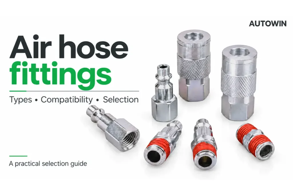 AUTOWIN air hose fittings, including pneumatic couplers, quick-connect plugs and threaded adapters