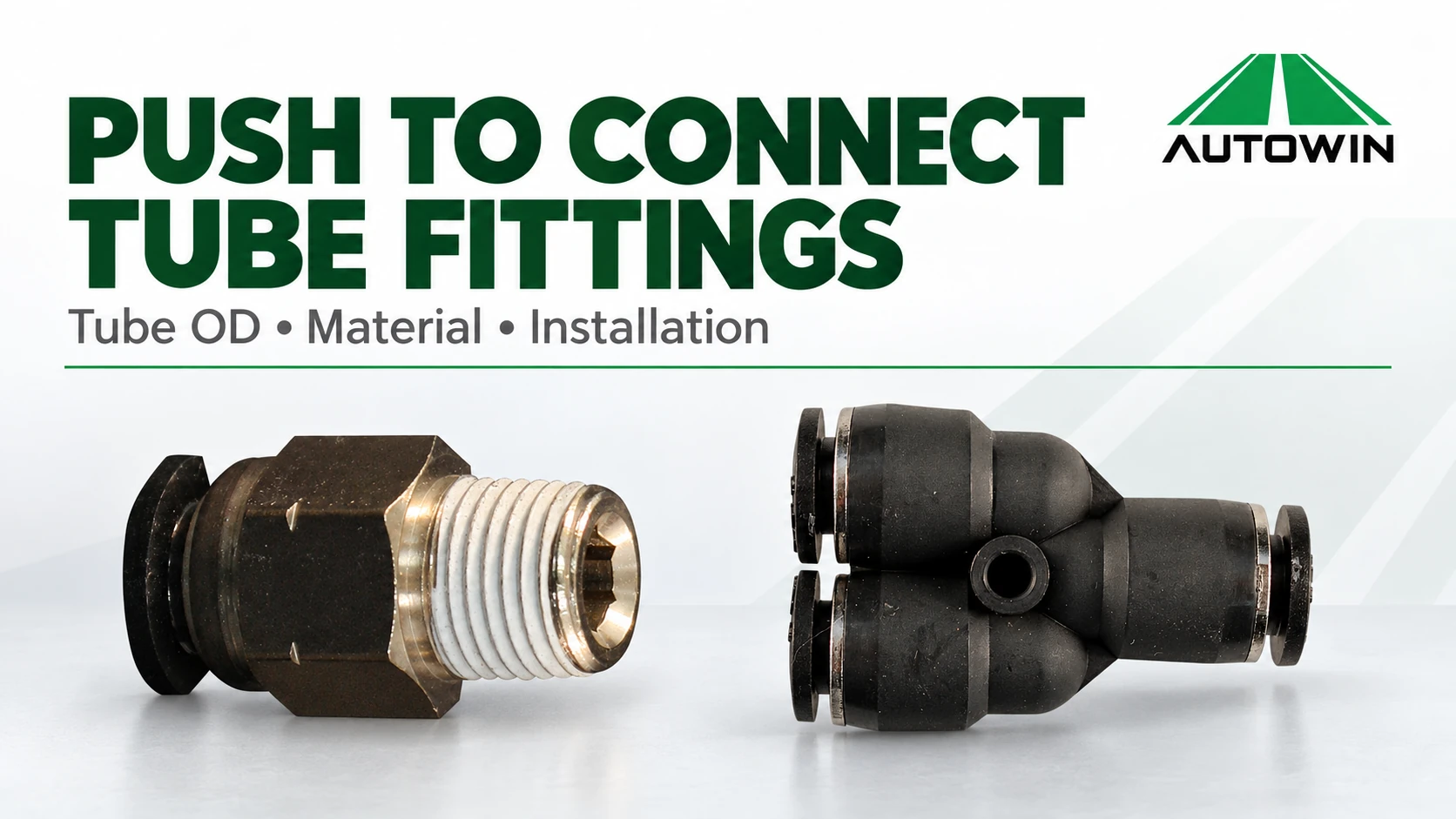 Straight and Y-shaped push to connect tube fittings for pneumatic tubing