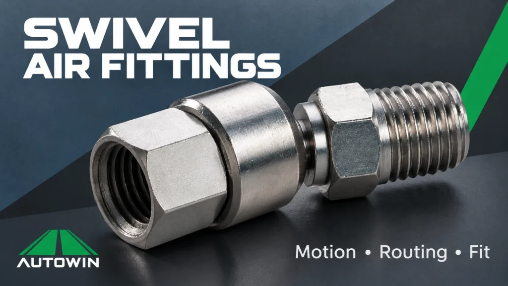 Swivel air fitting with female and male threaded connections